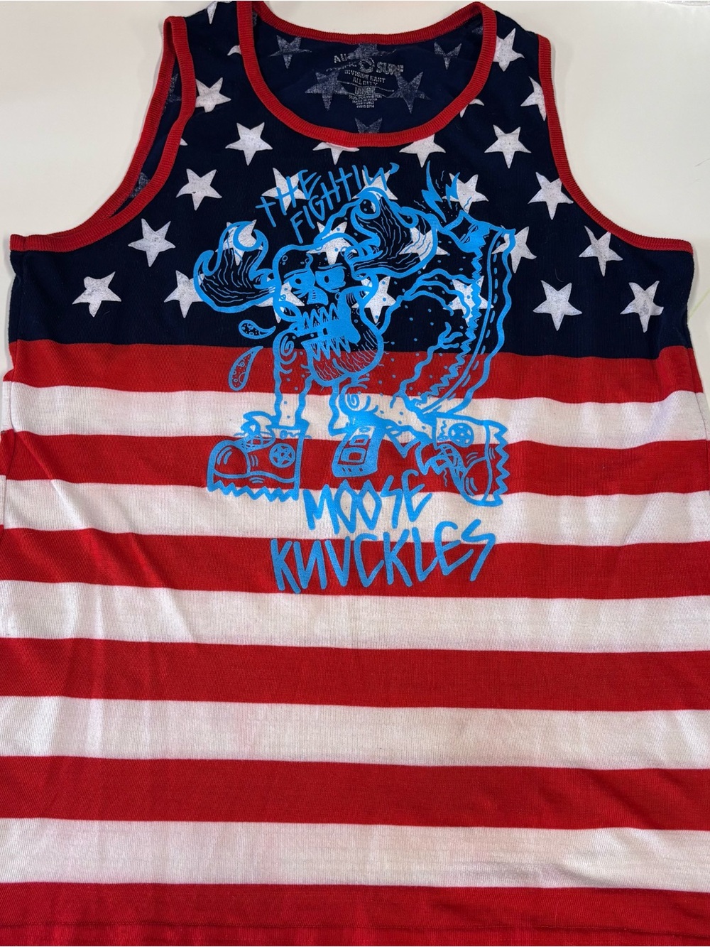 Pacific Surf American Flag Tank Top with Blue Graphic